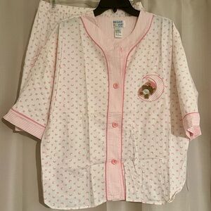 Night Gear Pink Moon Star Teddy Bear Cotton Pajama Set Size L